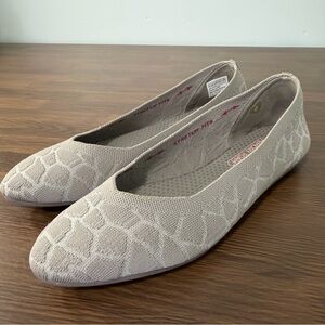 Skechers Cleo 2.0 Knitty Witty Taupe Knit Air Cooled Memory Foam Flats Sz 9.5